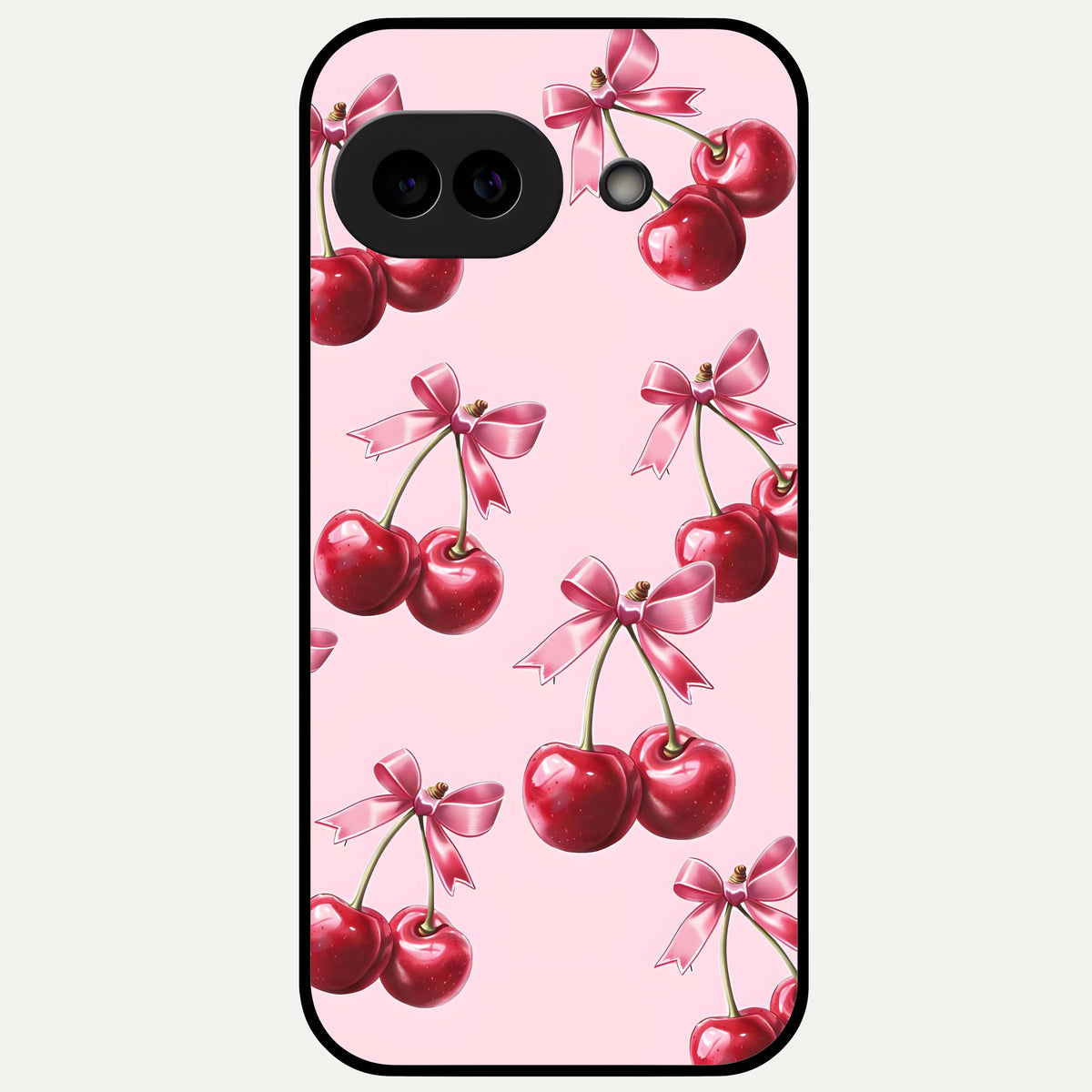 Red Cherries Pattern Glass Case For Google Pixel 9A back cover – full design glossy printed glass finish