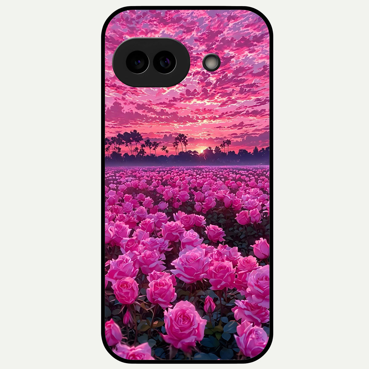  Rose Sunset Valley Glass Case For Google Pixel 9A back cover – full design glossy printed glass finish