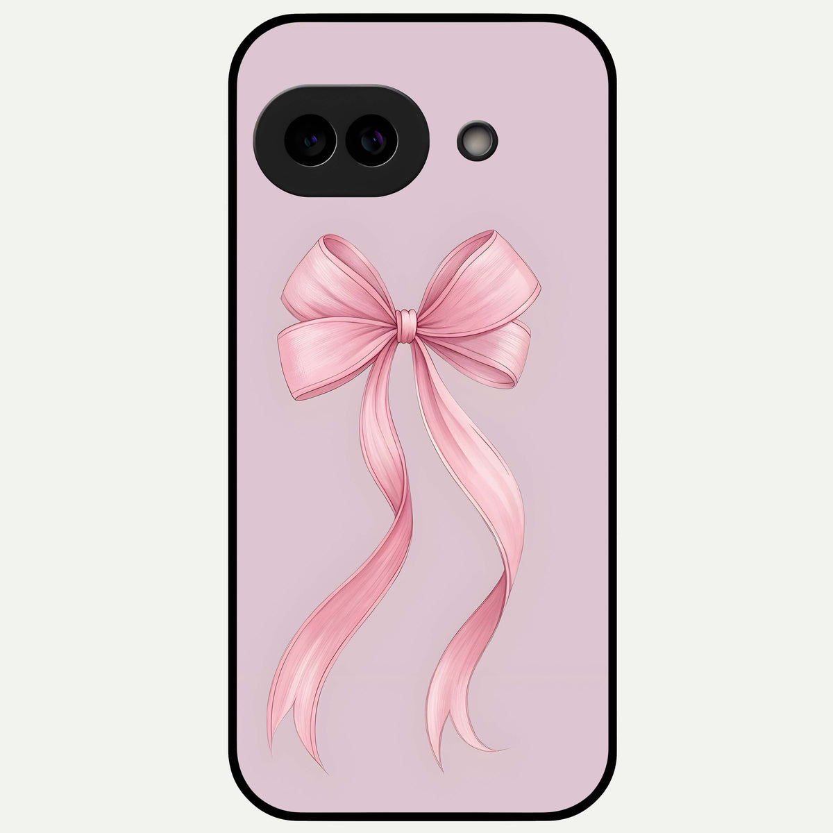  Soft Blush Bow Glass Case For Google Pixel 9A back cover – full design glossy printed glass finish