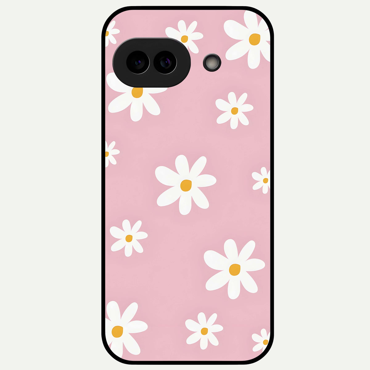  Soft Daisy Bliss Glass Case For Google Pixel 9A back cover – full design glossy printed glass finish