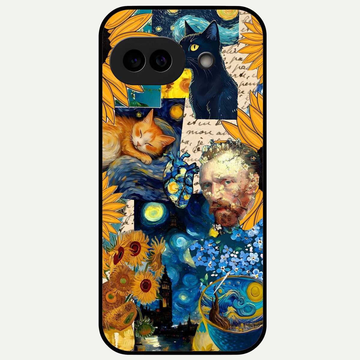  Sunflower Chic Mood Custom Name Glass Case For Google Pixel 9A back cover – full design glossy printed glass finish
