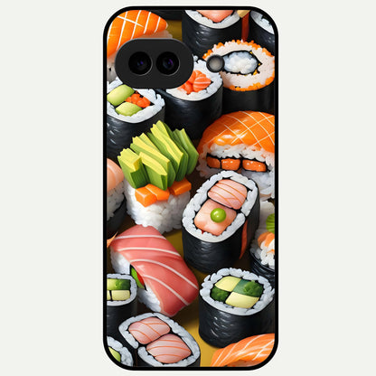  Sushi Food Pattern Glass Case For Google Pixel 9A back cover – full design glossy printed glass finish