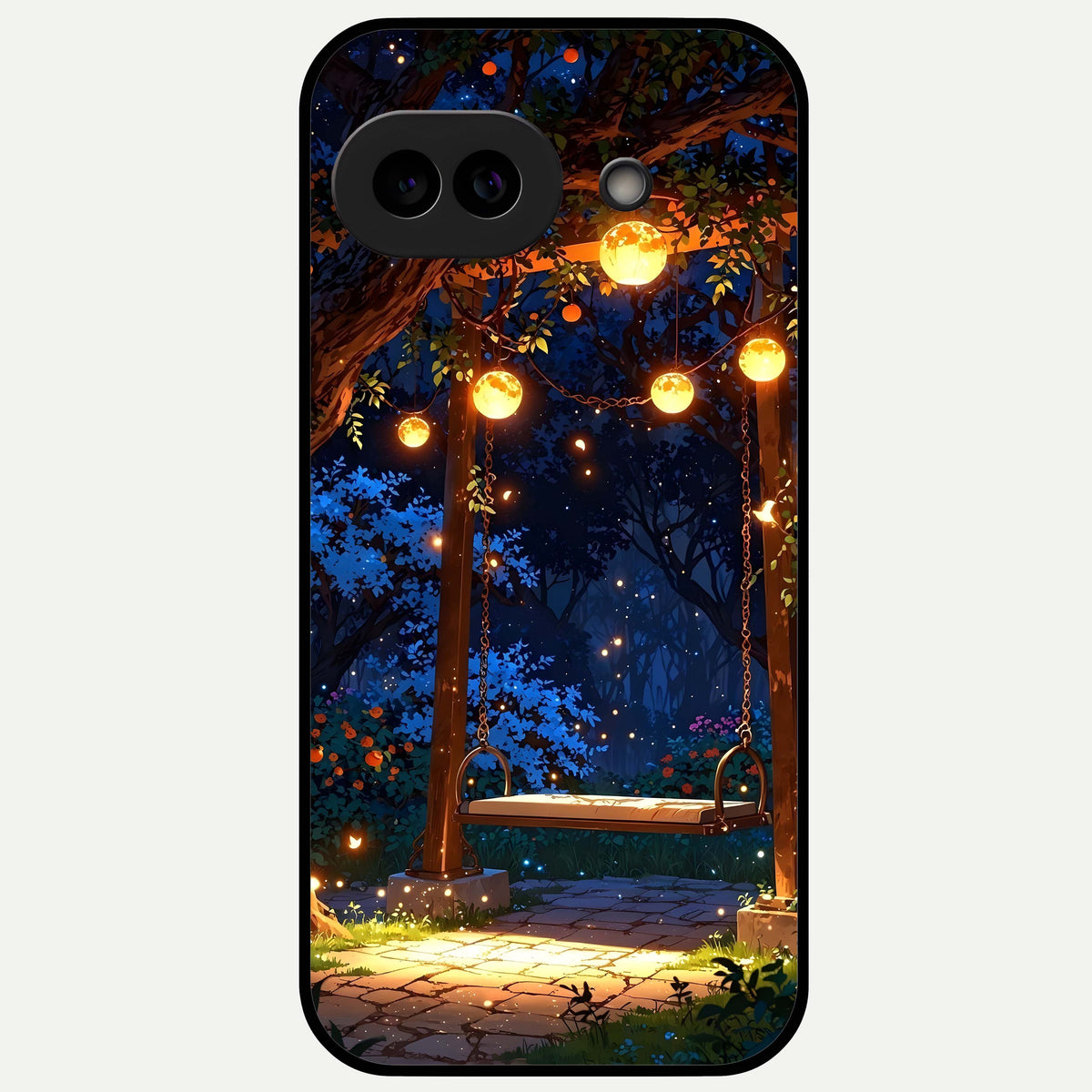  Twilight Garden Swing Glass Case For Google Pixel 9A back cover – full design glossy printed glass finish