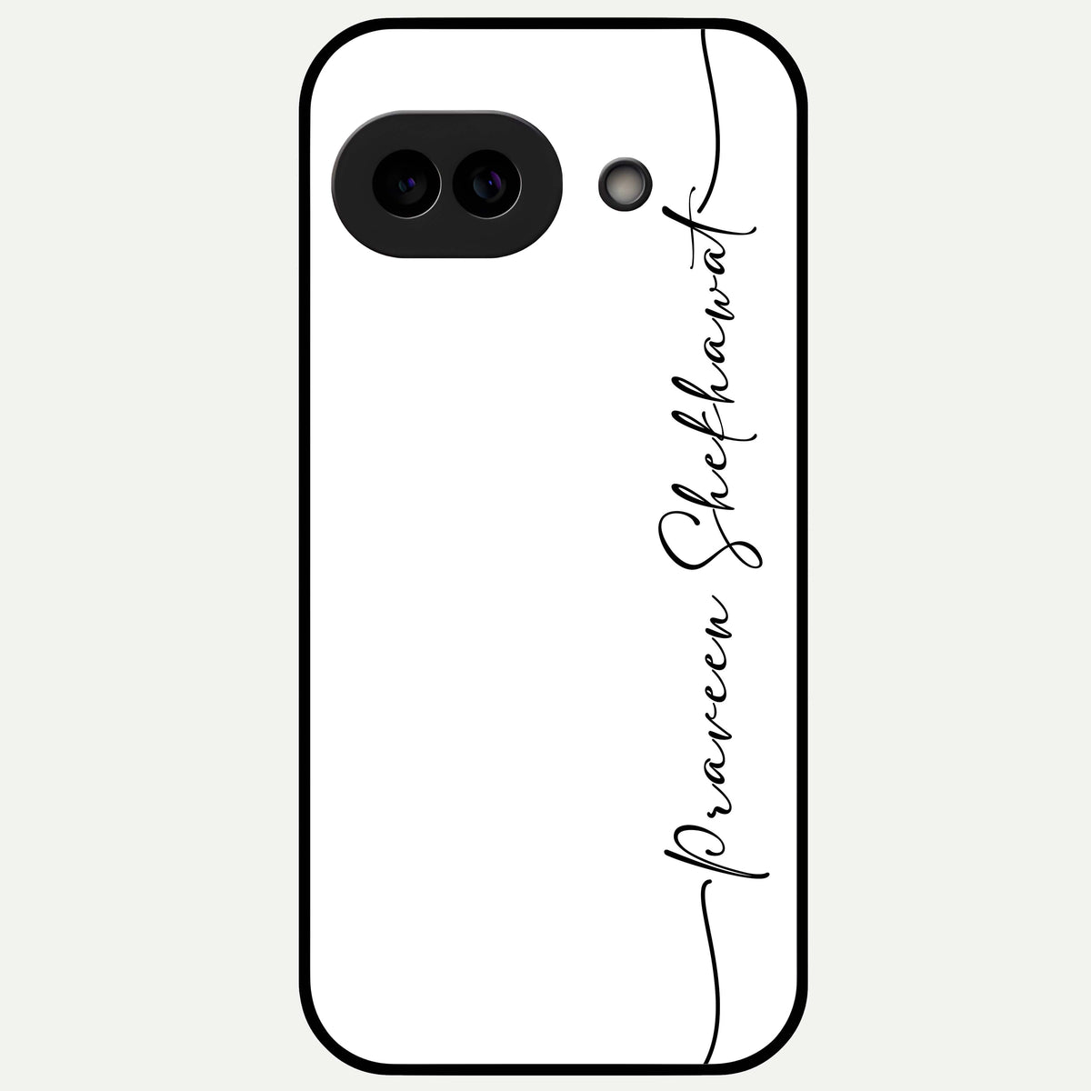  White Tune Custom Name Glass Case For Google Pixel 9A back cover – personalized glossy printed glass finish