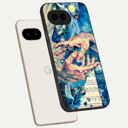  Aesthetic Divider phone case For Google Pixel 9A showing premium glass back cover with detailed artwork
