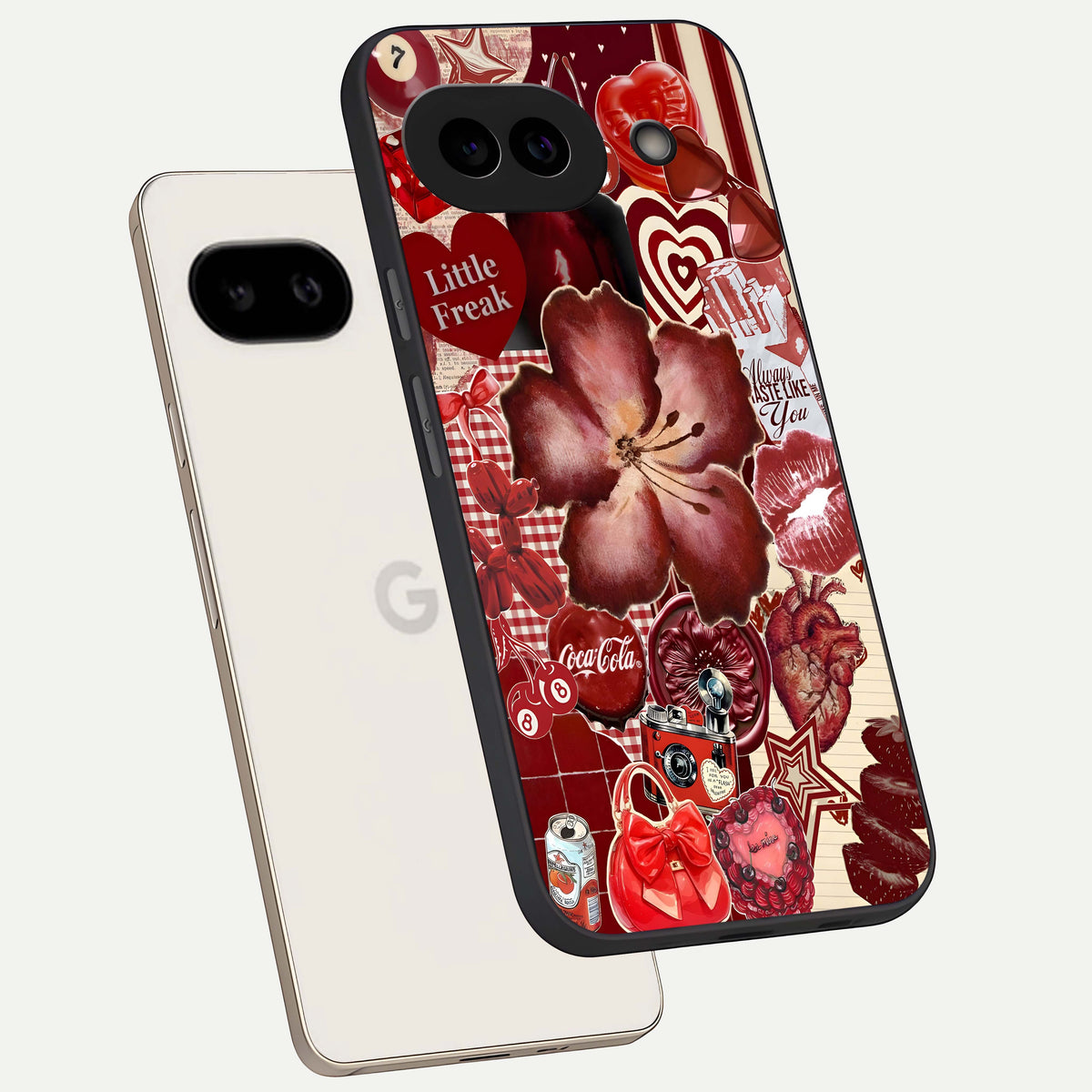  Aesthetic Little Freak phone case For Google Pixel 9A showing premium glass back cover with detailed artwork