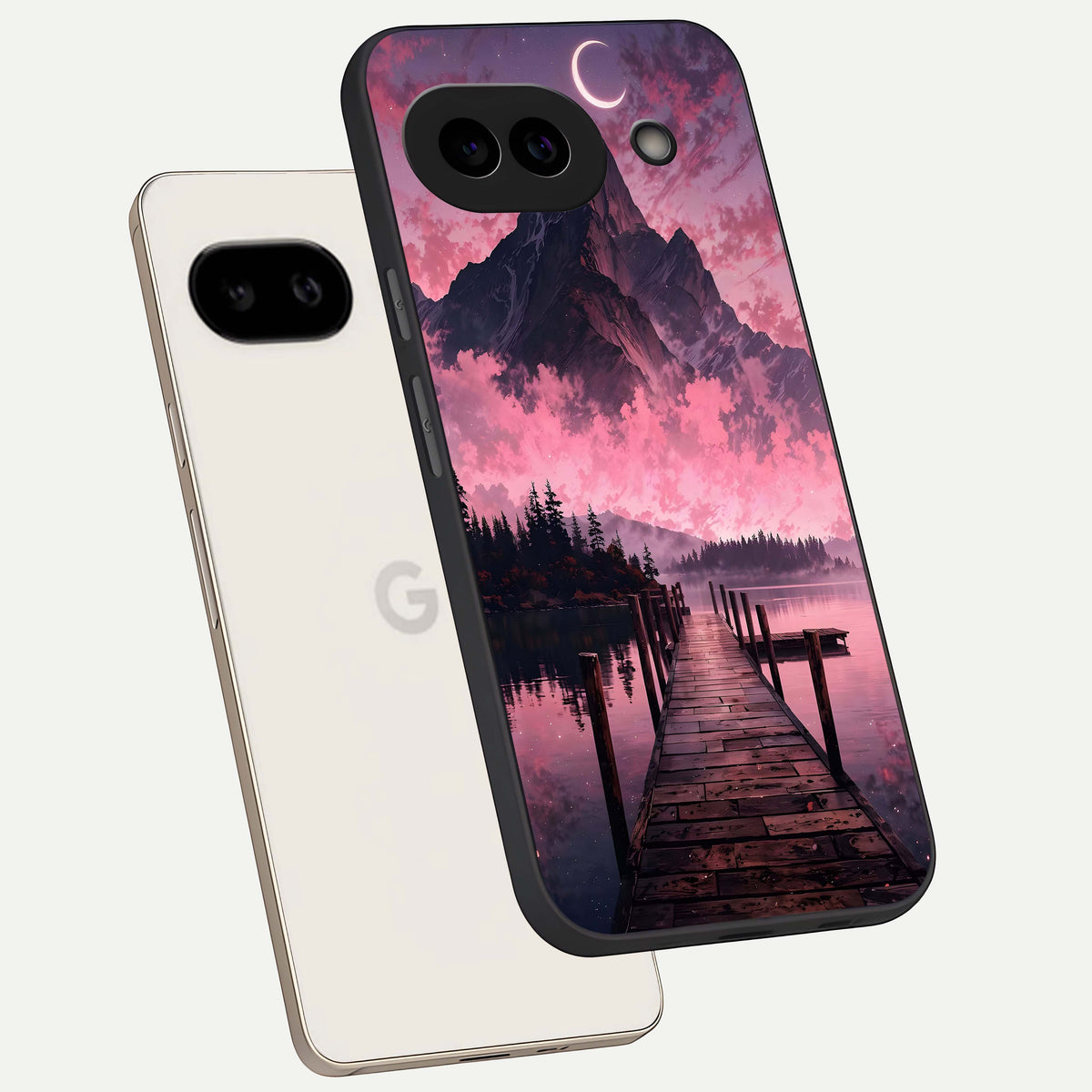 Beautiful Mountain View phone case For Google Pixel 9A showing premium glass back cover with detailed artwork