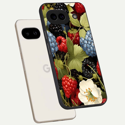  Berry Bloom Charm phone case For Google Pixel 9A showing premium glass back cover with detailed artwork