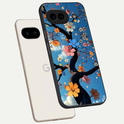  Blossom Dream Sky phone case For Google Pixel 9A showing premium glass back cover with detailed artwork