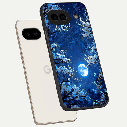  Blossom Moonlight Sky phone case For Google Pixel 9A showing premium glass back cover with detailed artwork