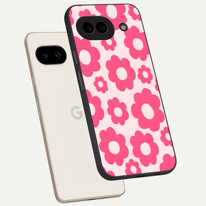  Blush Flower Pop phone case For Google Pixel 9A showing premium glass back cover with detailed artwork