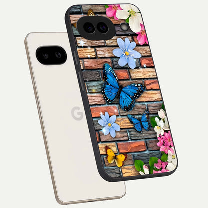  Brick Bloom Flight phone case For Google Pixel 9A showing premium glass back cover with detailed artwork