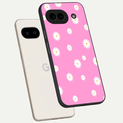  Bubblegum Daisy Pop phone case For Google Pixel 9A showing premium glass back cover with detailed artwork