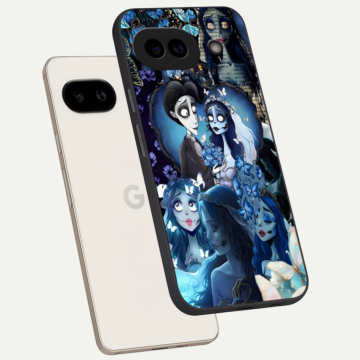 Butterfly Ghost Soul phone case For Google Pixel 9A showing premium glass back cover with detailed artwork