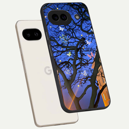  Butterfly Night Magic phone case For Google Pixel 9A showing premium glass back cover with detailed artwork