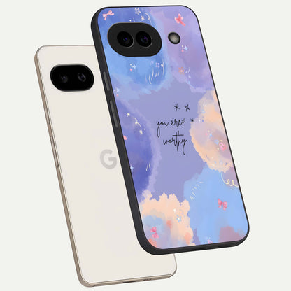  Celestial Cloud Magic phone case For Google Pixel 9A showing premium glass back cover with detailed artwork