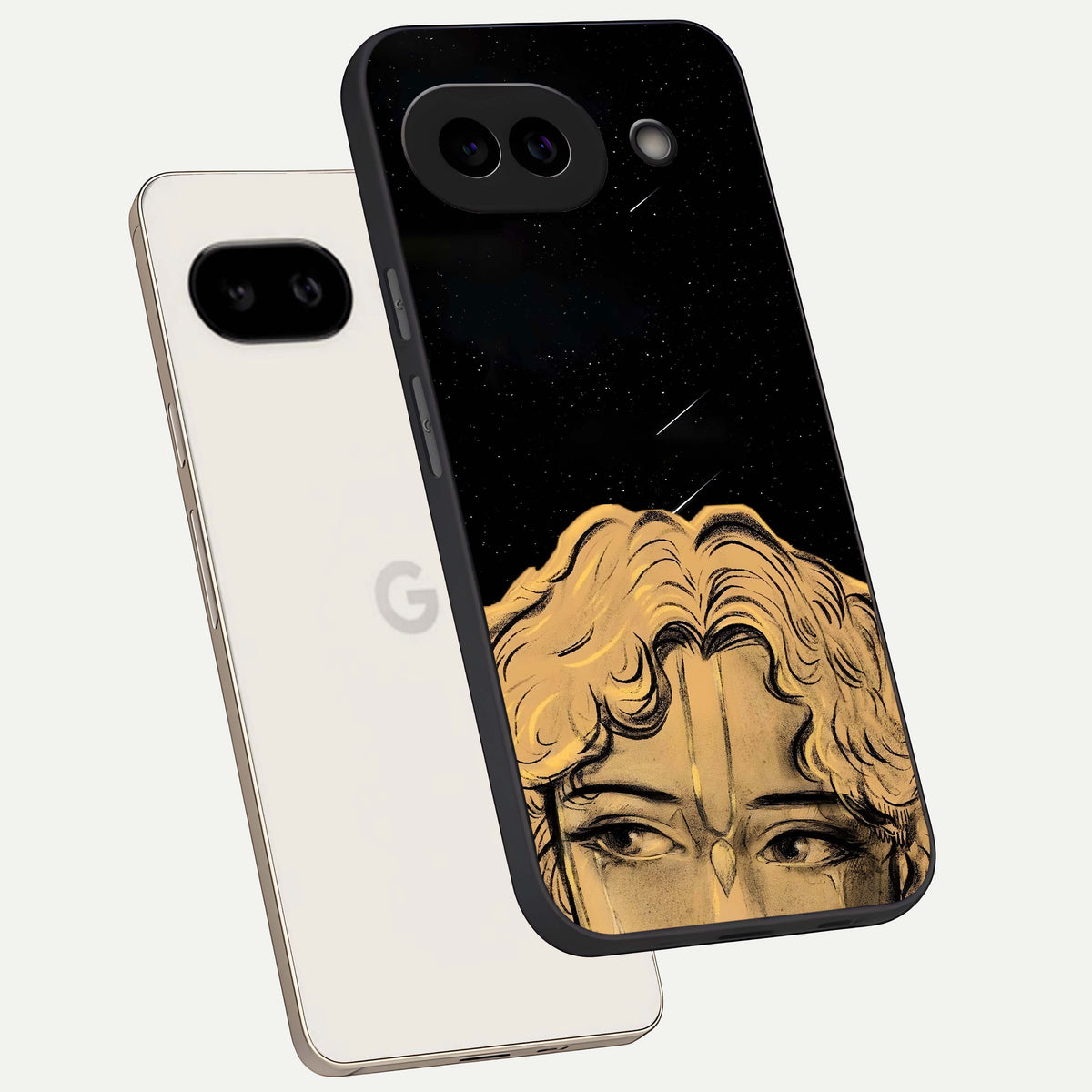  Celestial Gods Plan phone case For Google Pixel 9A showing premium glass back cover with detailed artwork