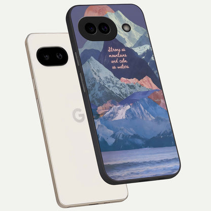  Celestial Mountain Calm phone case For Google Pixel 9A showing premium glass back cover with detailed artwork