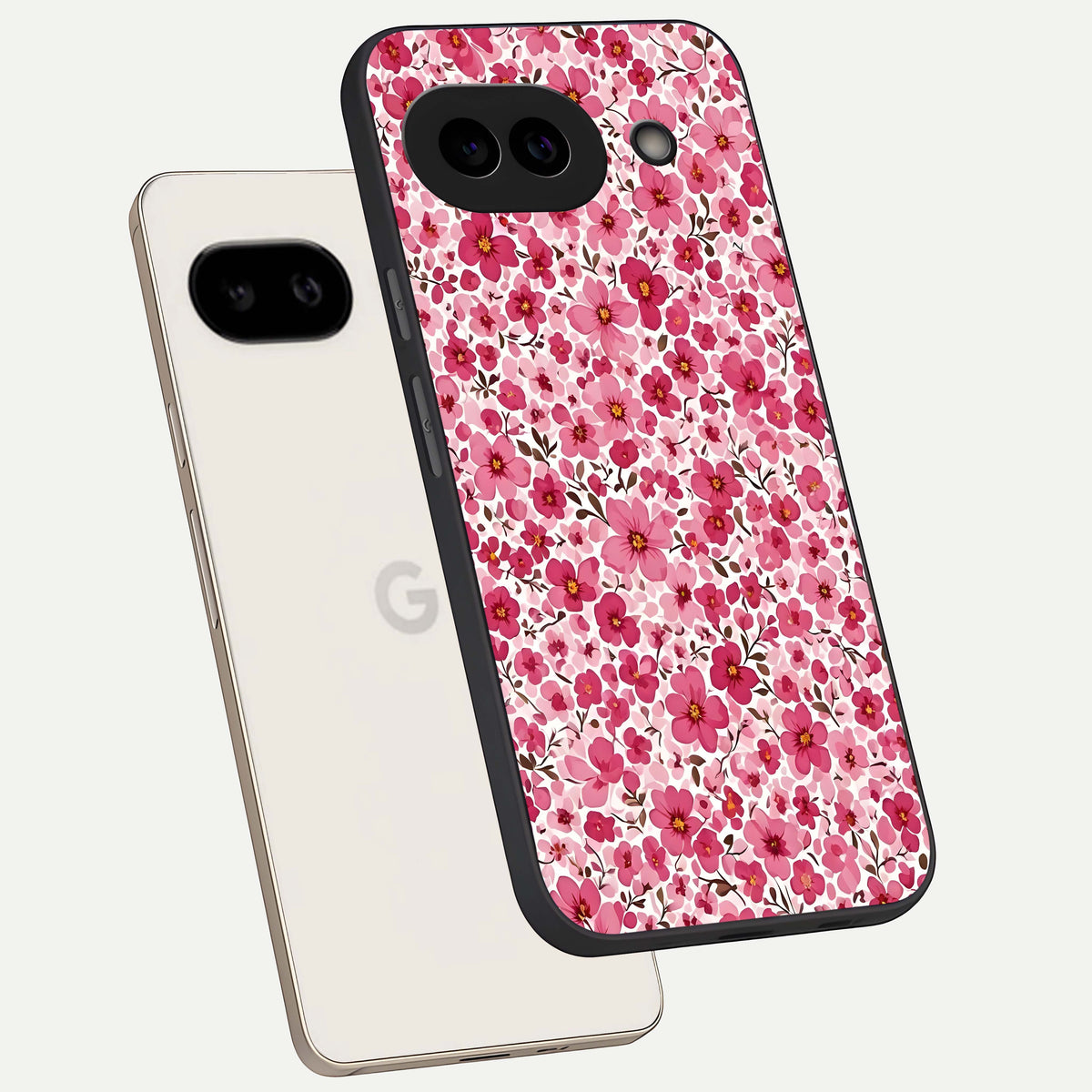  Cherry Blossom Charm phone case For Google Pixel 9A showing premium glass back cover with detailed artwork