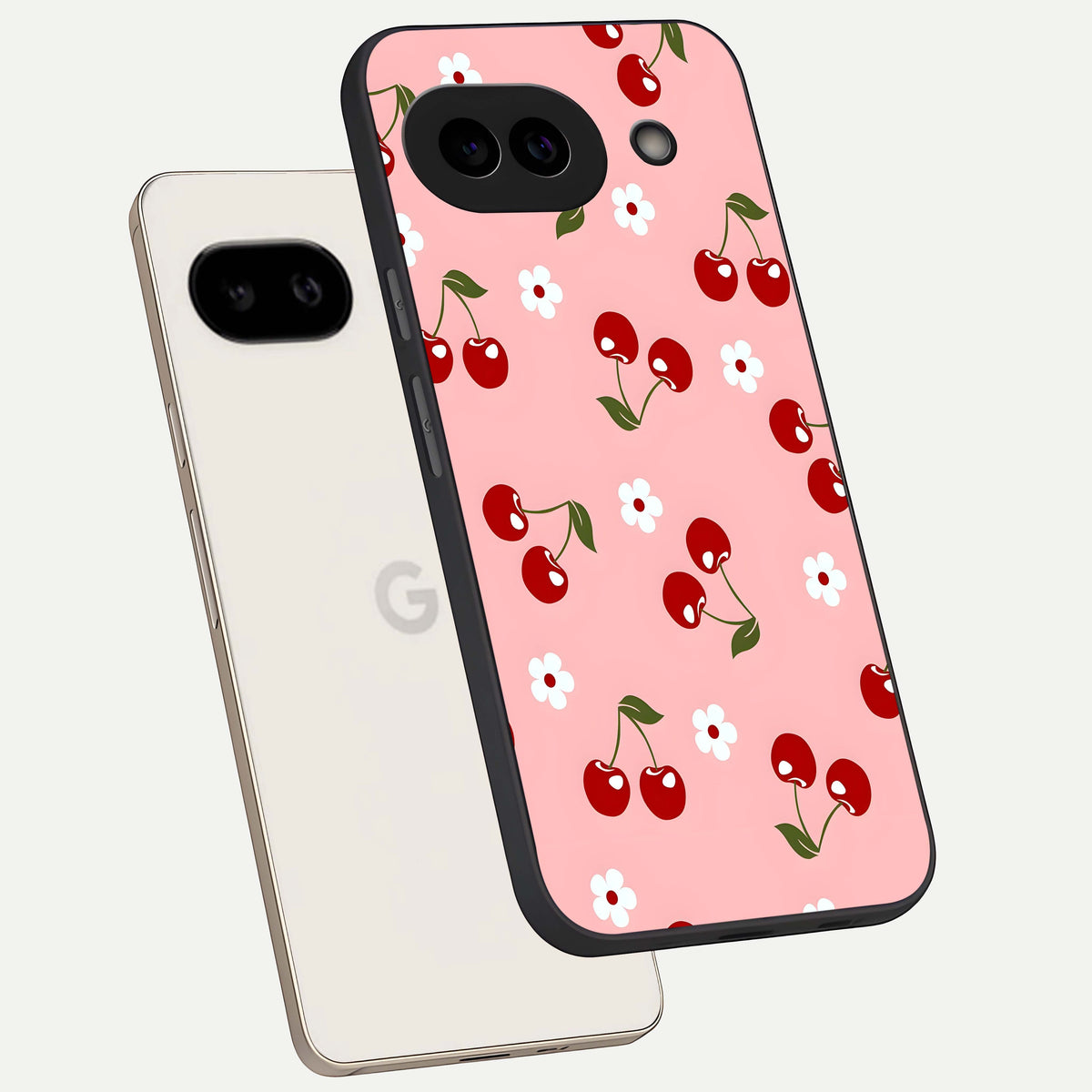  Cherry Love Mood phone case For Google Pixel 9A showing premium glass back cover with detailed artwork