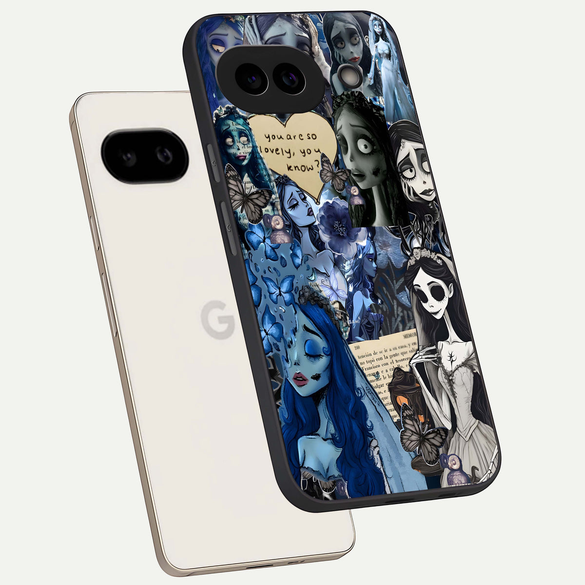  Corpse Bride Posters phone case For Google Pixel 9A showing premium glass back cover with detailed artwork