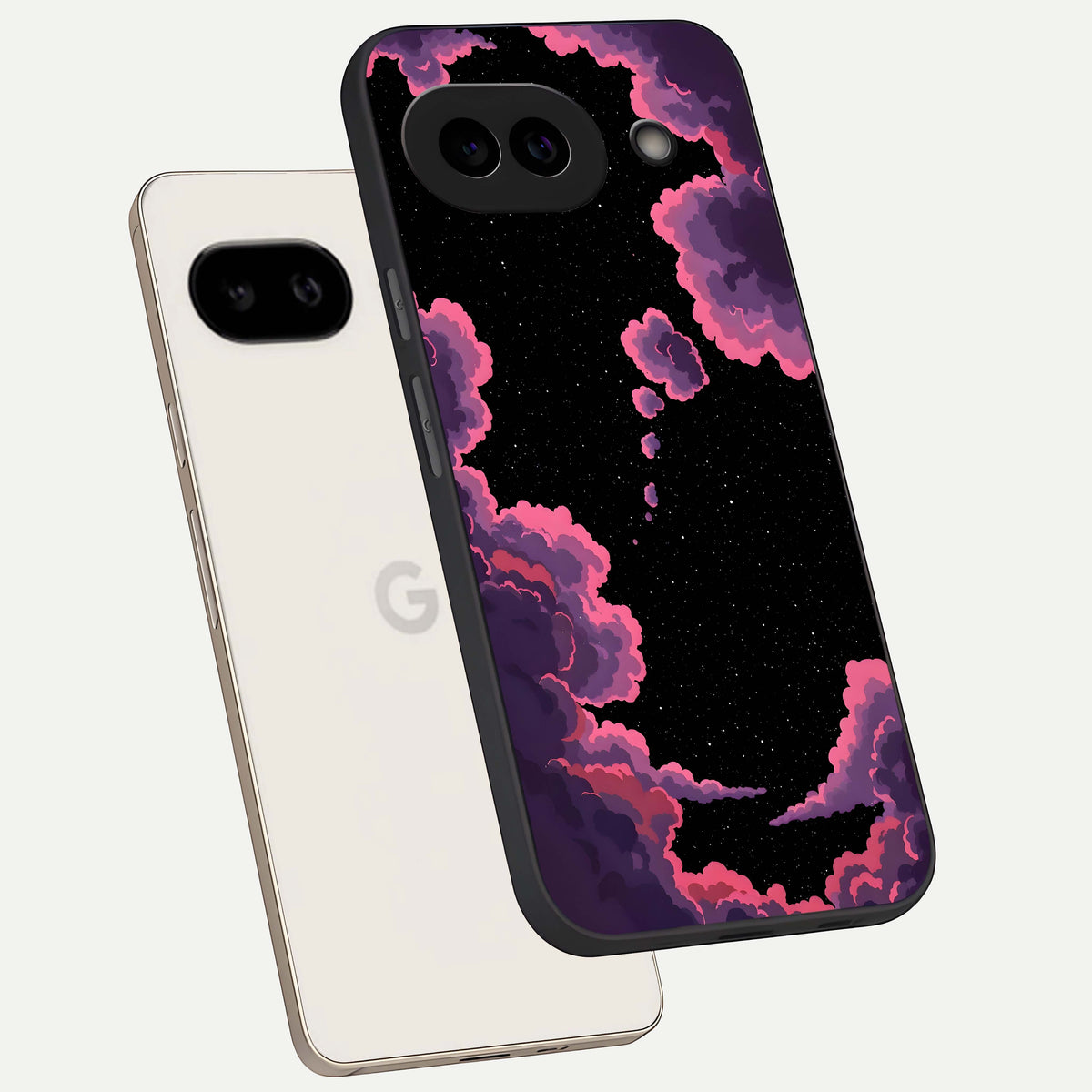  Cosmic Cloud Journey phone case For Google Pixel 9A showing premium glass back cover with detailed artwork
