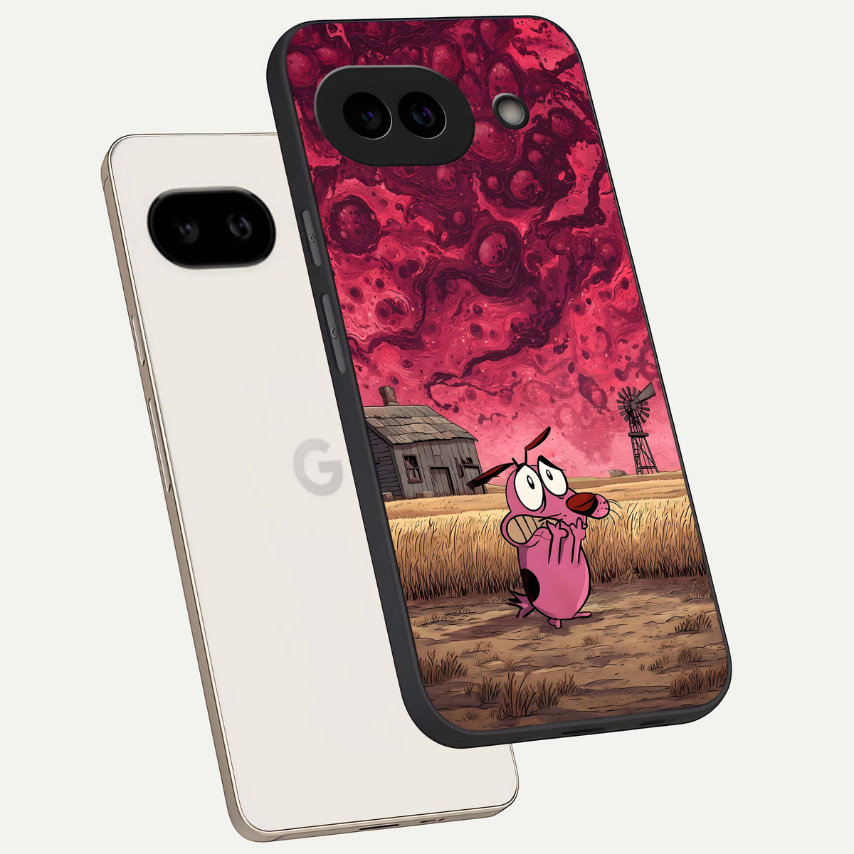  Courage Under Sky phone case For Google Pixel 9A showing premium glass back cover with detailed artwork