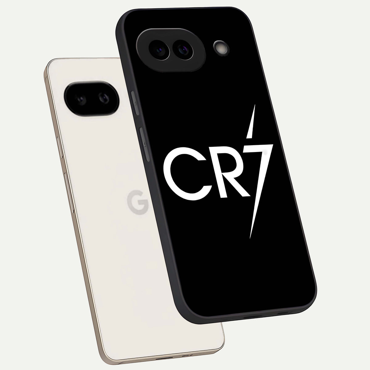  CR7 Elite Strike phone case For Google Pixel 9A showing premium glass back cover with detailed artwork