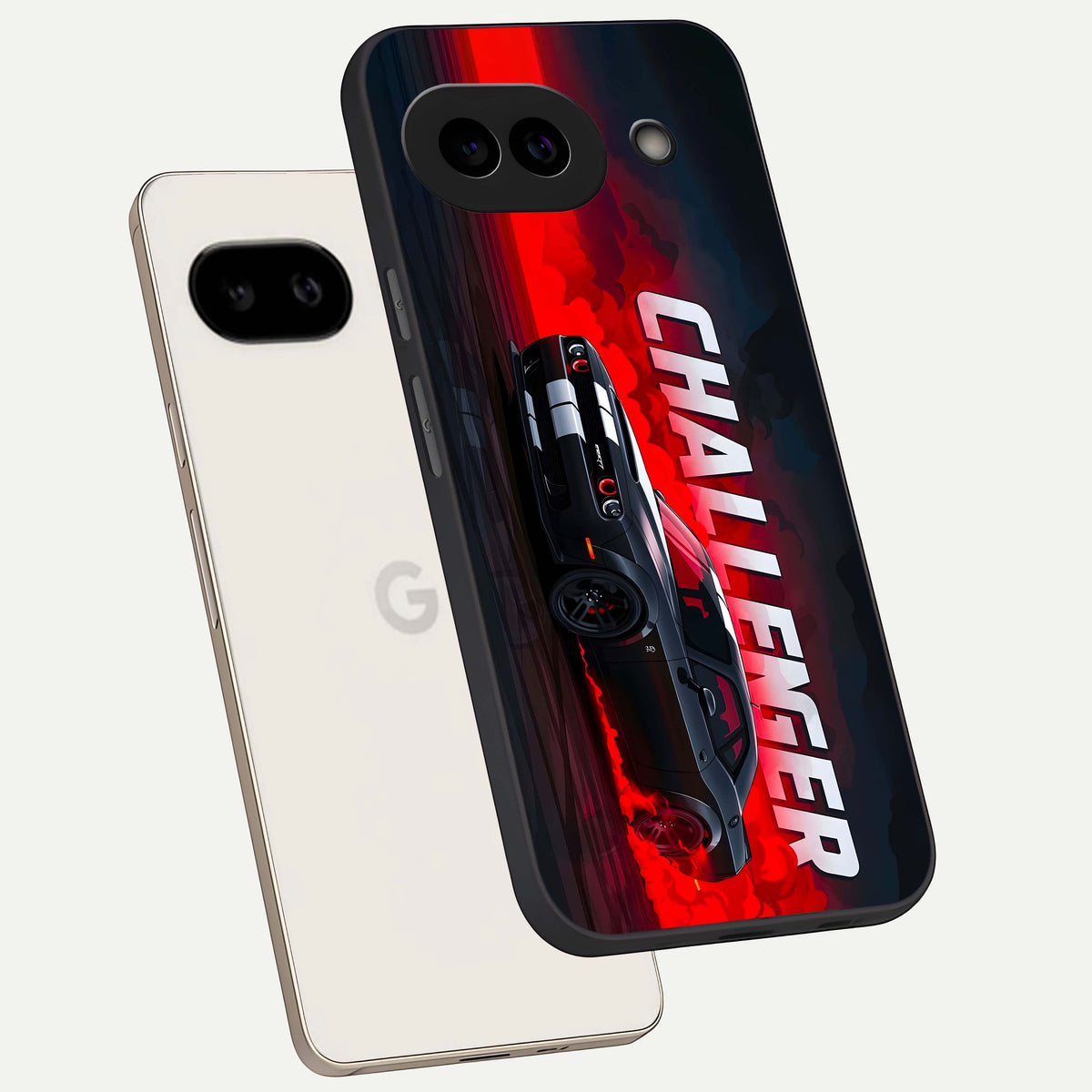  Crimson Challenger Fury phone case For Google Pixel 9A showing premium glass back cover with detailed artwork