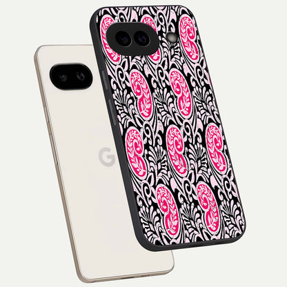 Crimson Paisley Charm phone case For Google Pixel 9A showing premium glass back cover with detailed artwork