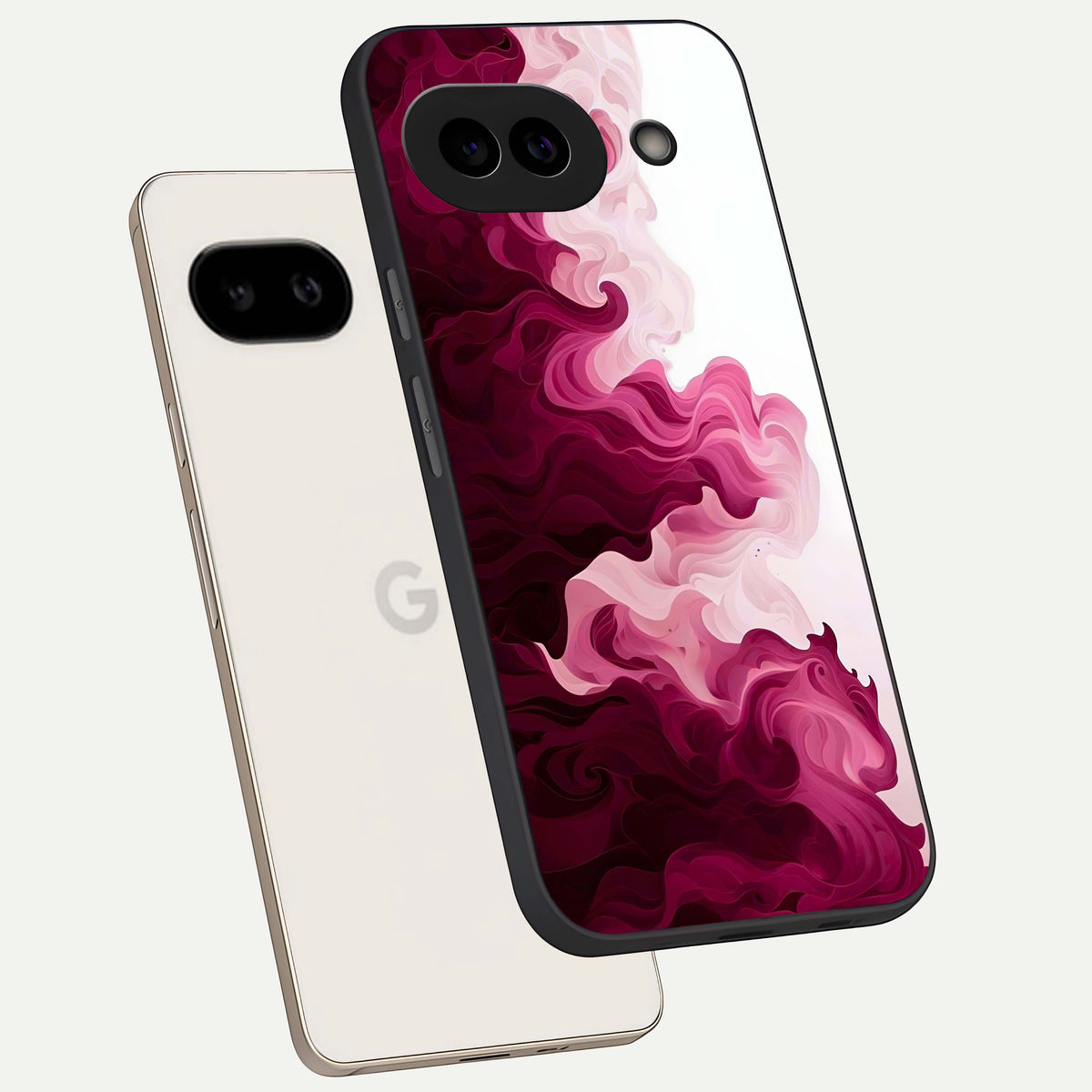  Crimson Wave Flow phone case For Google Pixel 9A showing premium glass back cover with detailed artwork