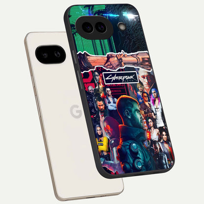  CYBERPUNK Legacy phone case For Google Pixel 9A showing premium glass back cover with detailed artwork