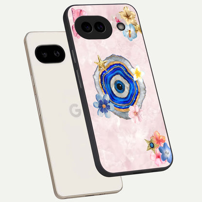  Divine Aura Bloom phone case For Google Pixel 9A showing premium glass back cover with detailed artwork