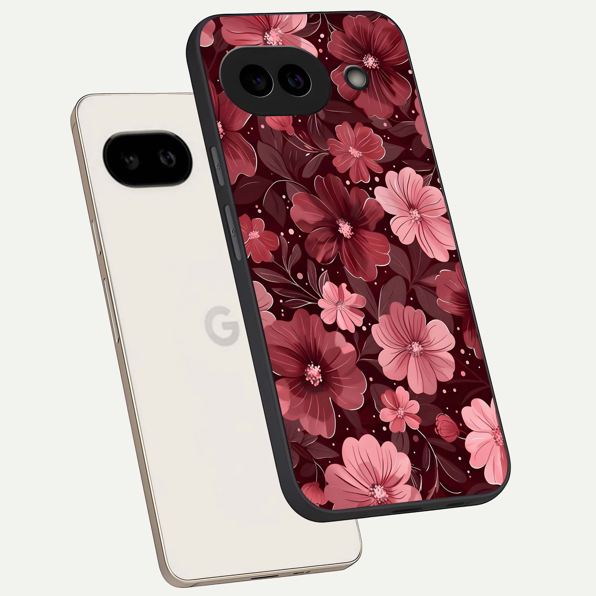  Flower Blush Bloom phone case For Google Pixel 9A showing premium glass back cover with detailed artwork
