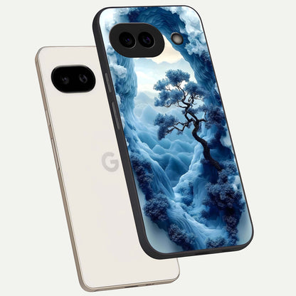  Frozen Serenity Gate phone case For Google Pixel 9A showing premium glass back cover with detailed artwork