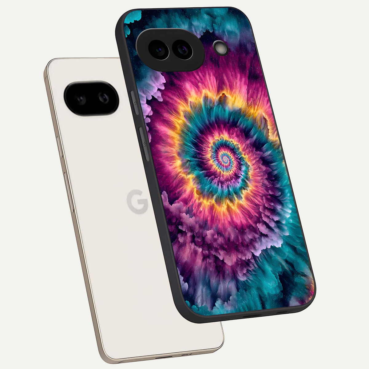  Galactic Spiral Burst phone case For Google Pixel 9A showing premium glass back cover with detailed artwork