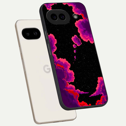  Galaxy Dream Frame phone case For Google Pixel 9A showing premium glass back cover with detailed artwork