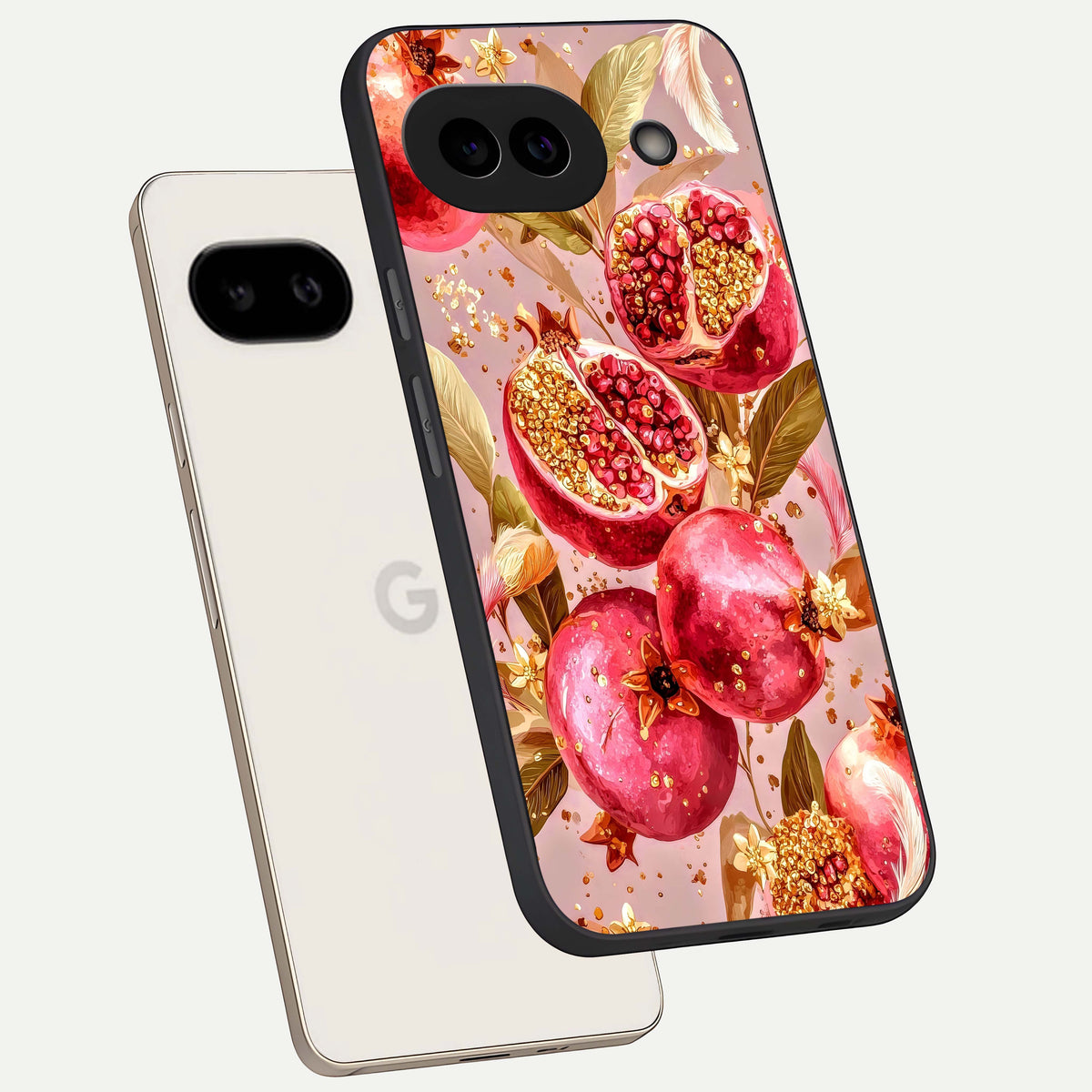  Golden Bloom Glow phone case For Google Pixel 9A showing premium glass back cover with detailed artwork