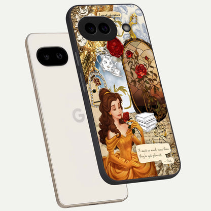  Golden Dream Belle phone case For Google Pixel 9A showing premium glass back cover with detailed artwork