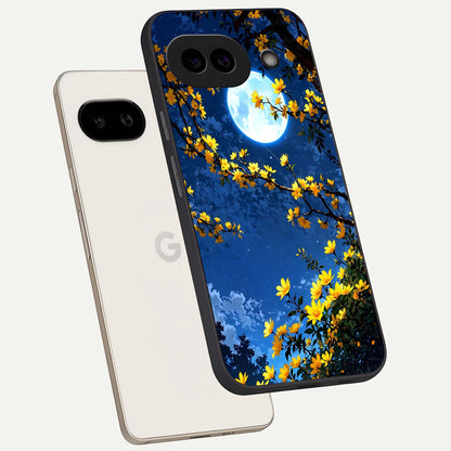  Golden Night Glow phone case For Google Pixel 9A showing premium glass back cover with detailed artwork