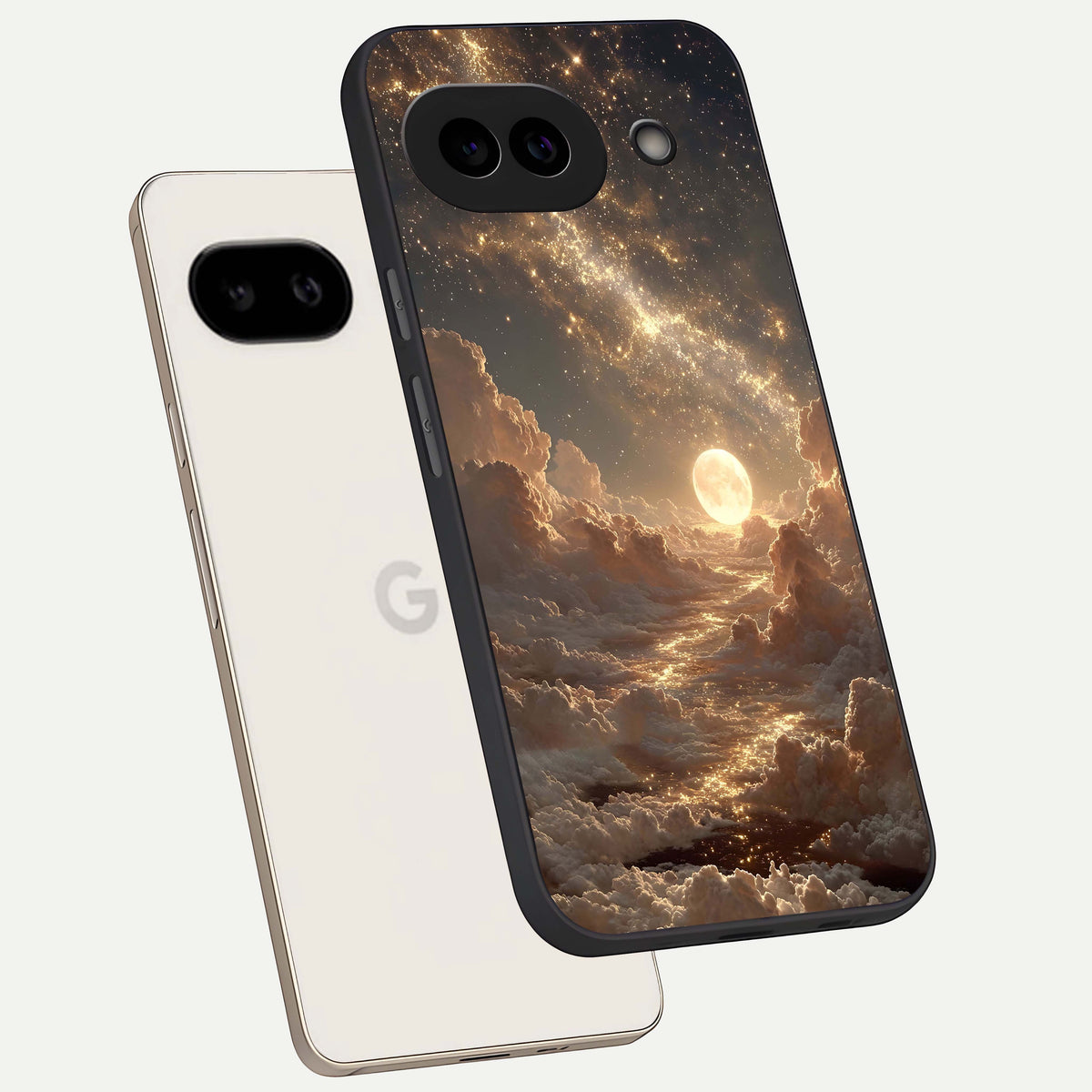 Golden Sky Dream phone case For Google Pixel 9A showing premium glass back cover with detailed artwork
