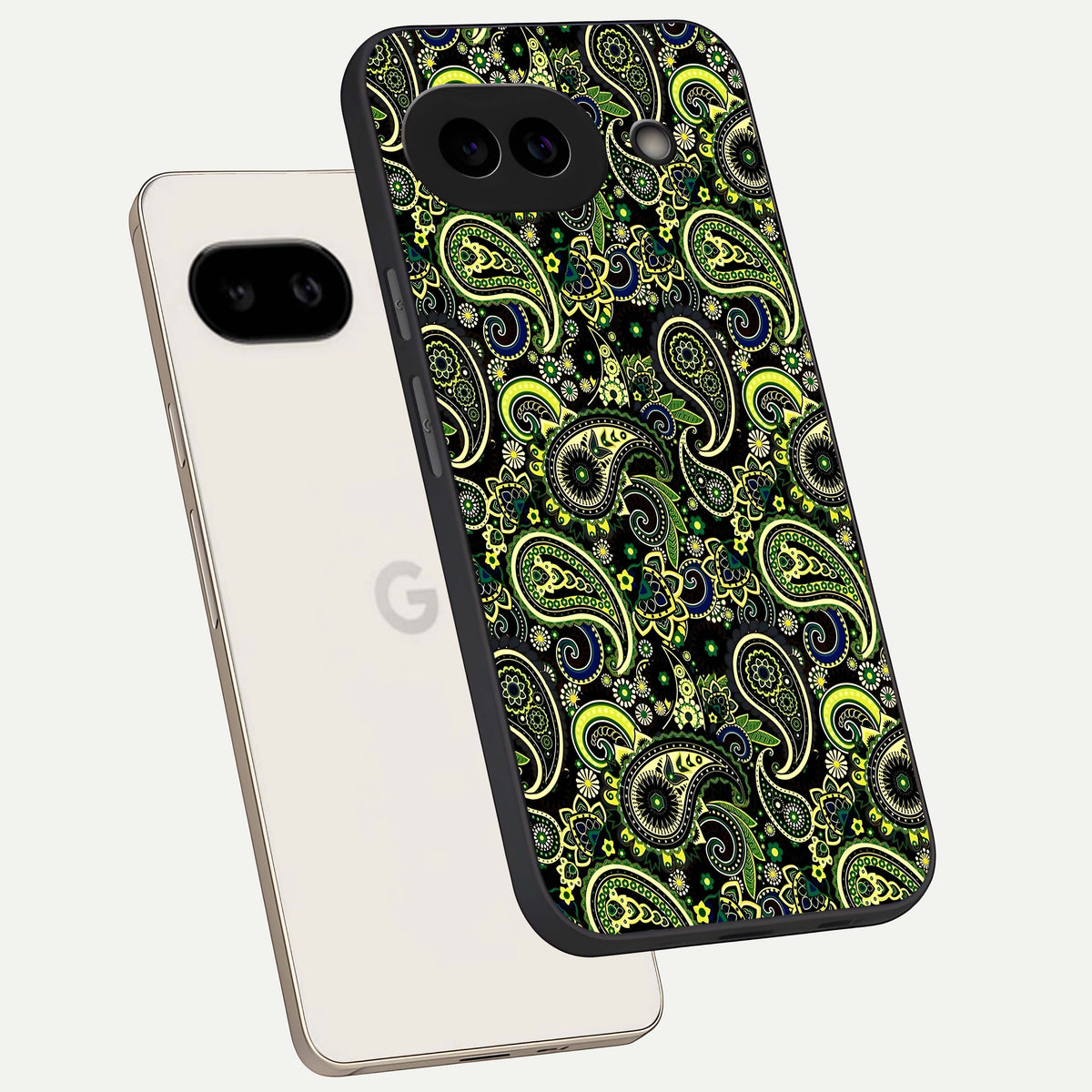  Green Lemon phone case For Google Pixel 9A showing premium glass back cover with detailed artwork