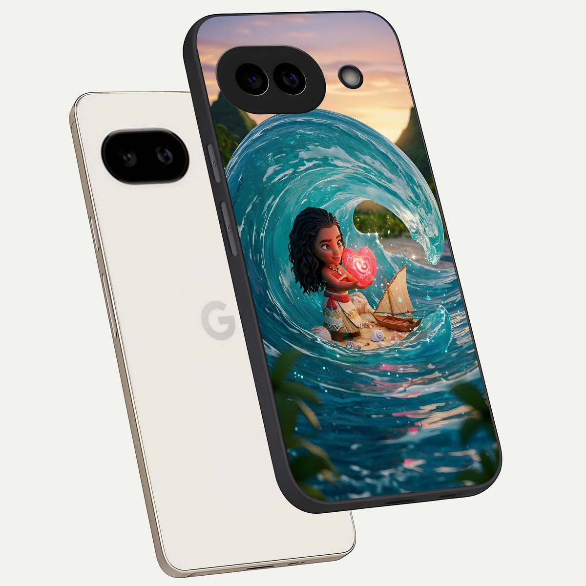  Heart of Ocean phone case For Google Pixel 9A showing premium glass back cover with detailed artwork