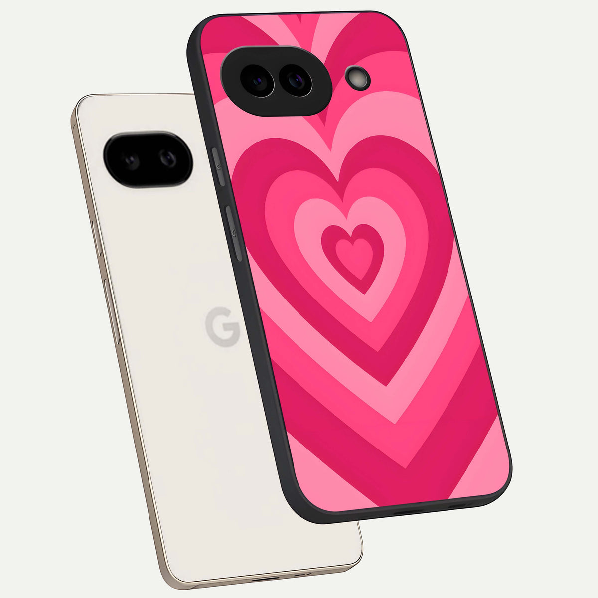  Layered Love Hearts phone case For Google Pixel 9A showing premium glass back cover with detailed artwork