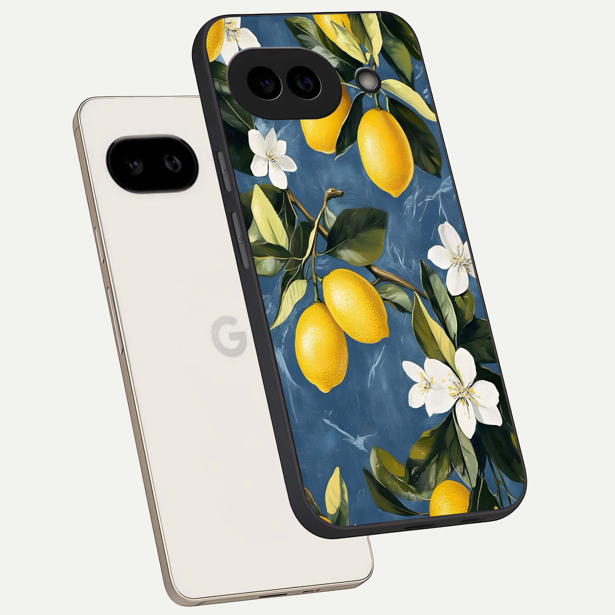  Lemon Dream Garden phone case For Google Pixel 9A showing premium glass back cover with detailed artwork