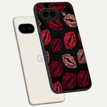  Midnight Kiss Love phone case For Google Pixel 9A showing premium glass back cover with detailed artwork