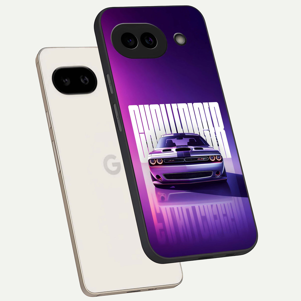  Midnight Muscle Ride phone case For Google Pixel 9A showing premium glass back cover with detailed artwork