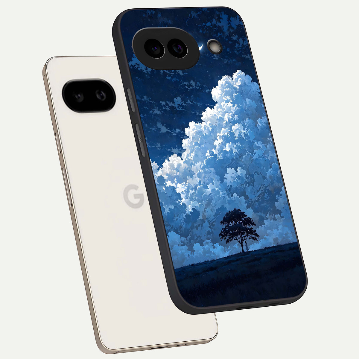 Midnight Sky Serenity phone case For Google Pixel 9A showing premium glass back cover with detailed artwork