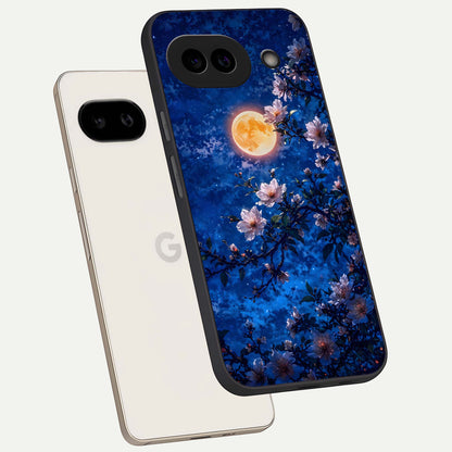  Moonlit Blossoms Night phone case For Google Pixel 9A showing premium glass back cover with detailed artwork