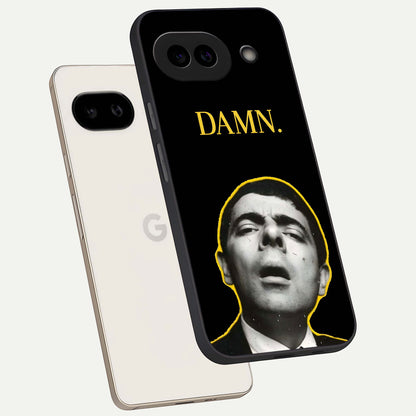  Mr Bean Damn phone case For Google Pixel 9A showing premium glass back cover with detailed artwork